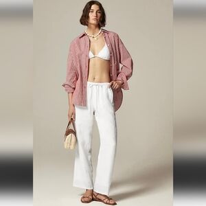 J. Crew White Women's 100% Linen Pants Resortwear Vacation Travel Size XXL NWT
